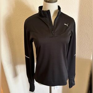 Puma Run Black Long-Sleeve quarter zip pullover Top- S